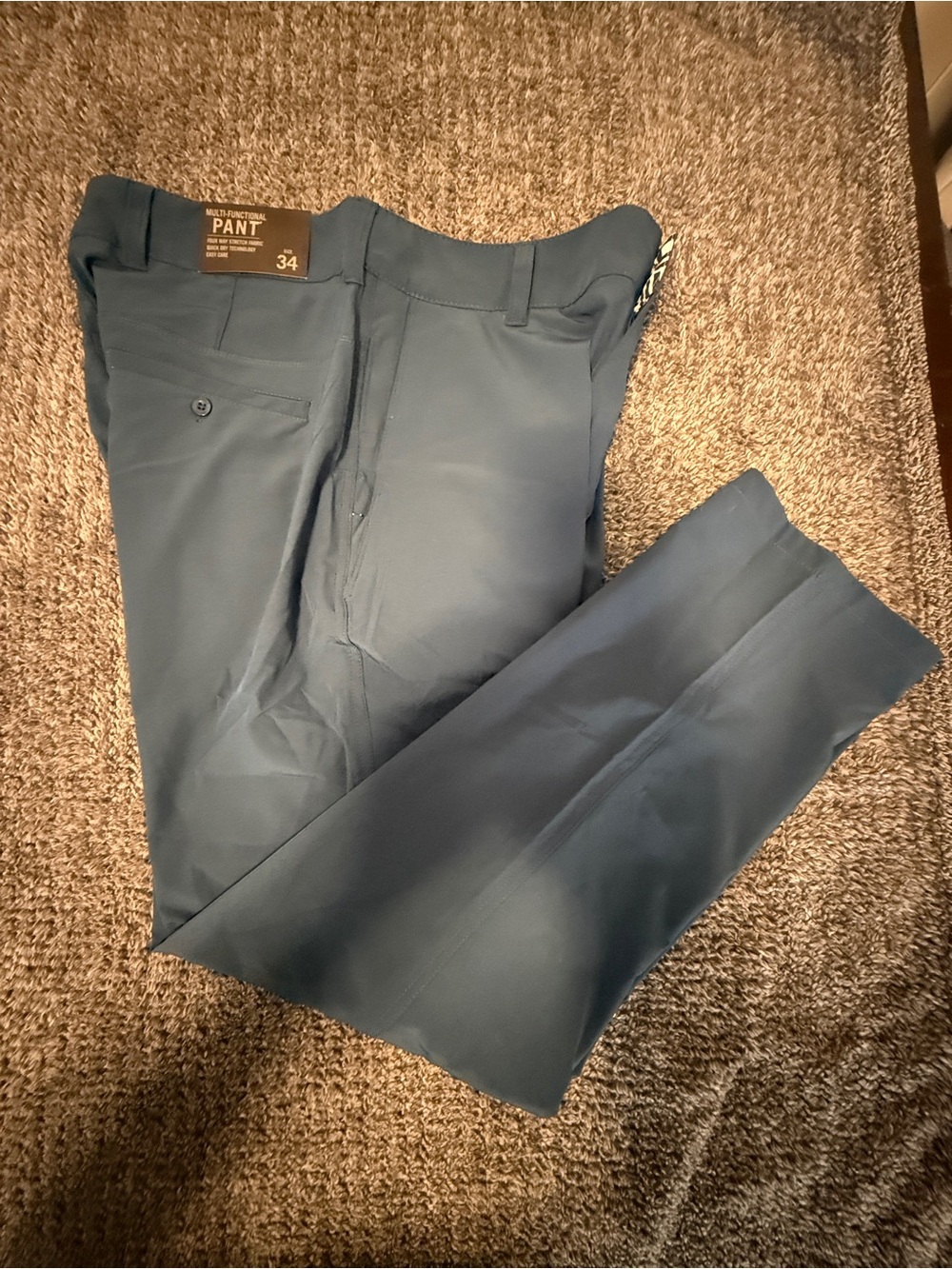 Men's Dress Pants - Blue Flat Front Stretch (Size 34)